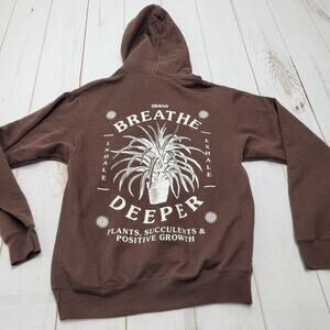 Dravus Breathe Deeper brown succulents botanical hoodie sweatshirt